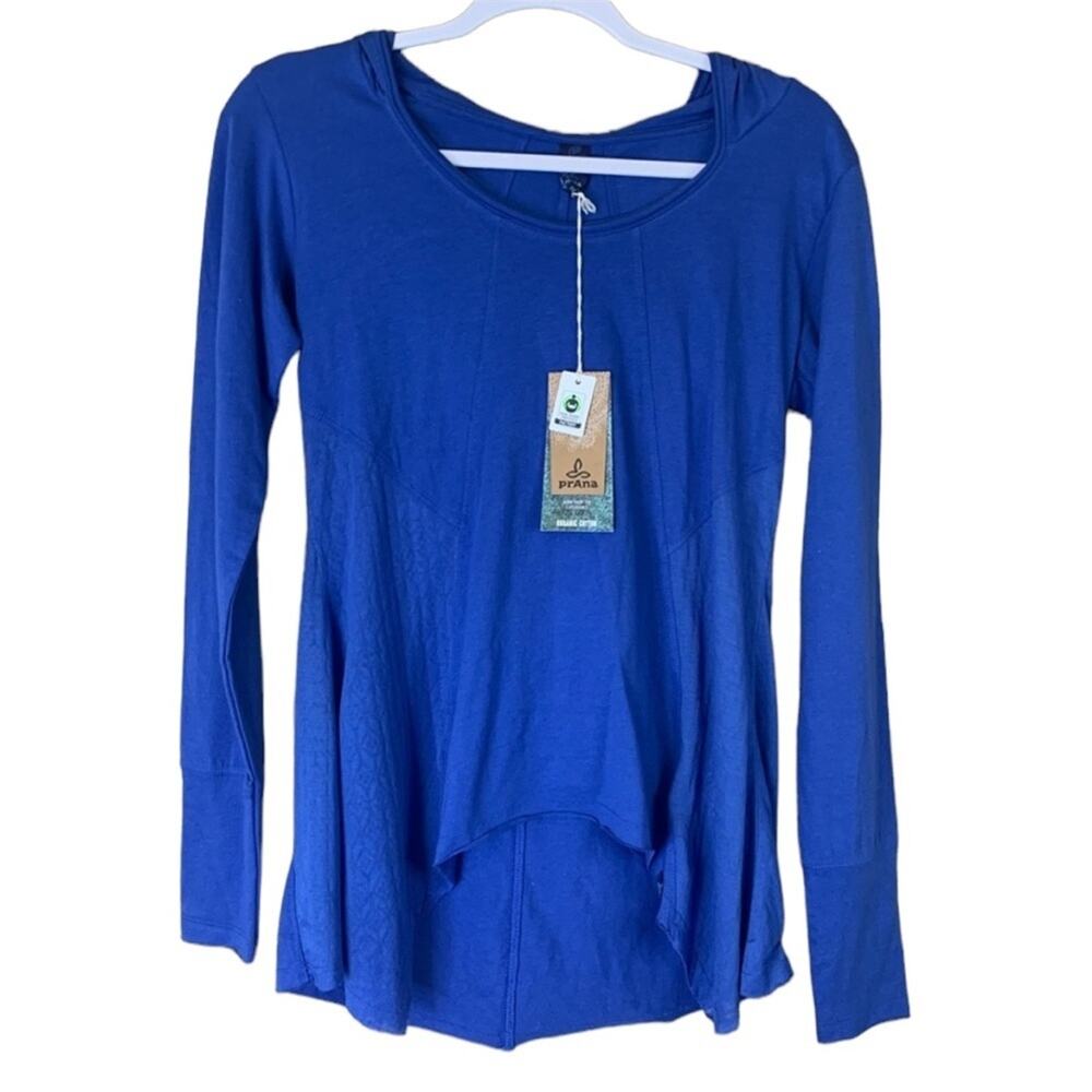 Prana Lauriel Hoodie Long Sleeve Asymmetrical Top Bluebell Blue Size Small NWT